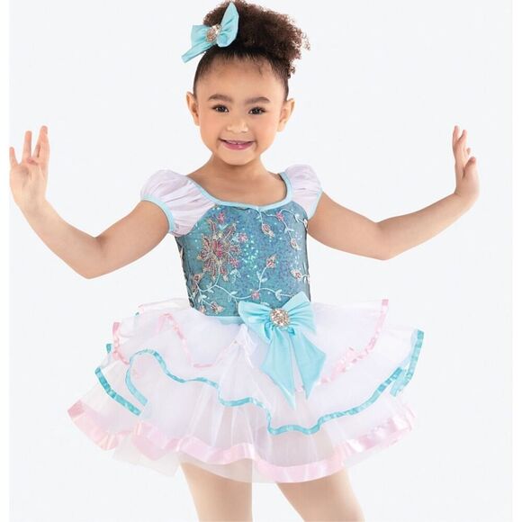 Revolution Dance Costume Tea for Two Embroidered Sequin Leotard Child's LARGE - Picture 1 of 10